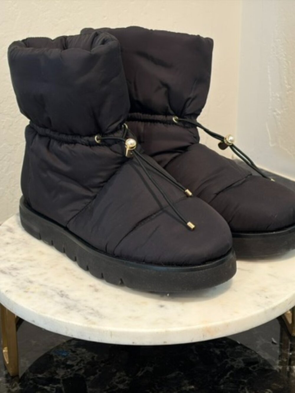 Women's Size 6 - Stuart Weitzman Black Nylon Puffer Boots